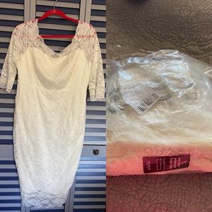 Ivory Lace Off the Shoulder Bodycon Dress